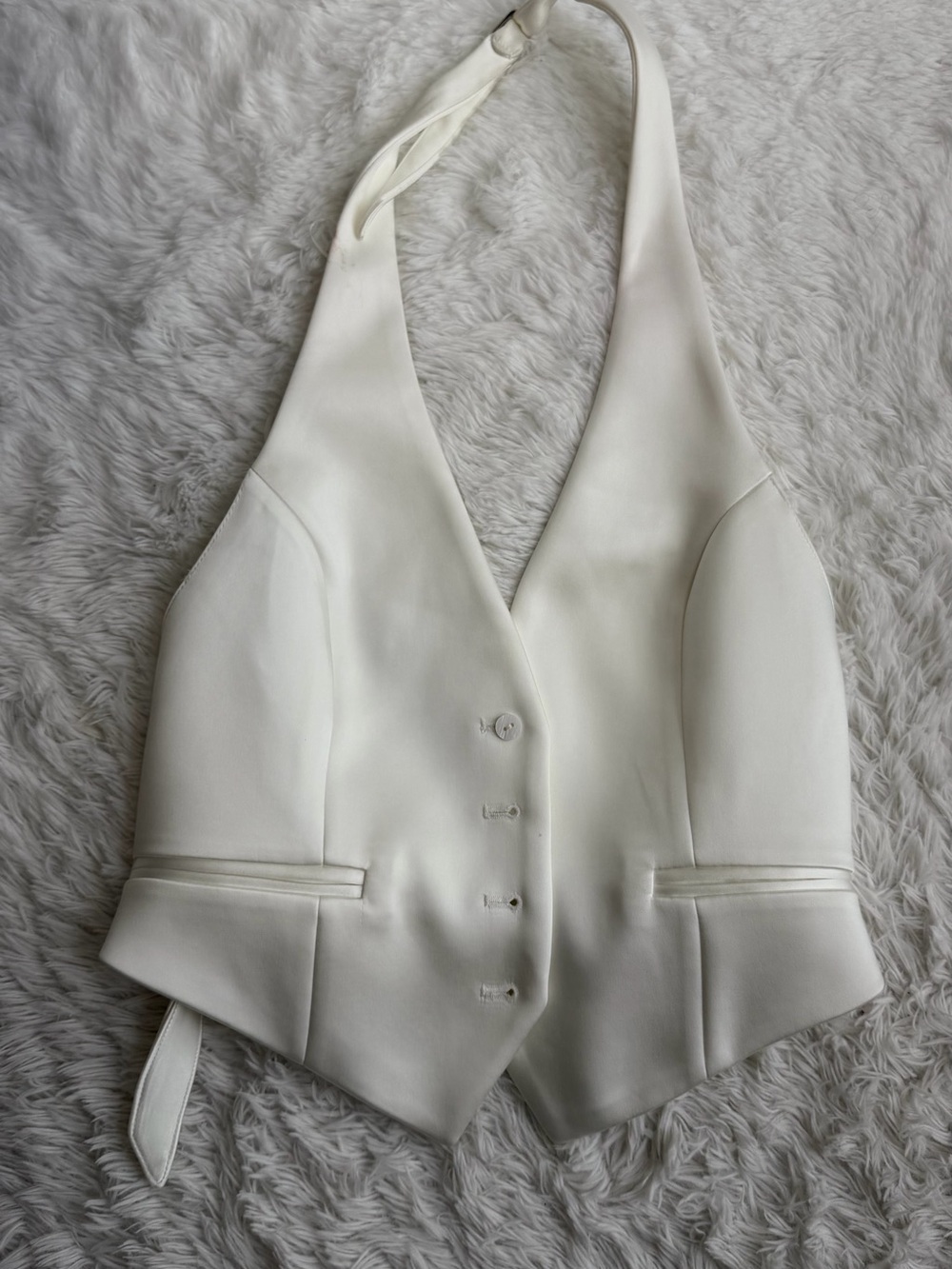 Zara Cream Halter Button-Front Waistcoat